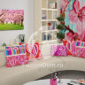 Акриловое Декоративные подушки "Розовые сердечки"