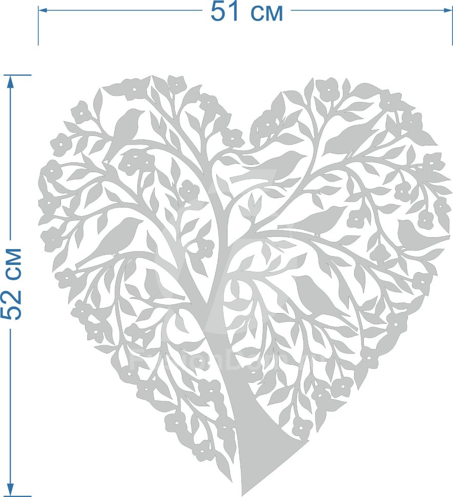 Акриловое зеркало Сердце из дерева