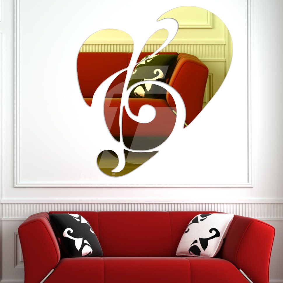 Акриловое зеркало Музыкальное сердце