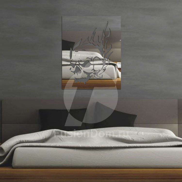 Акриловое зеркало Огненный череп