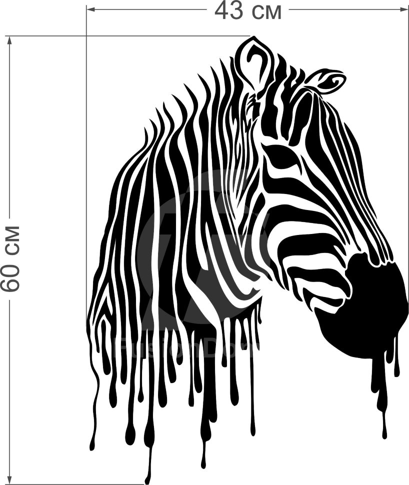 Акриловое зеркало Нарисованная зебра