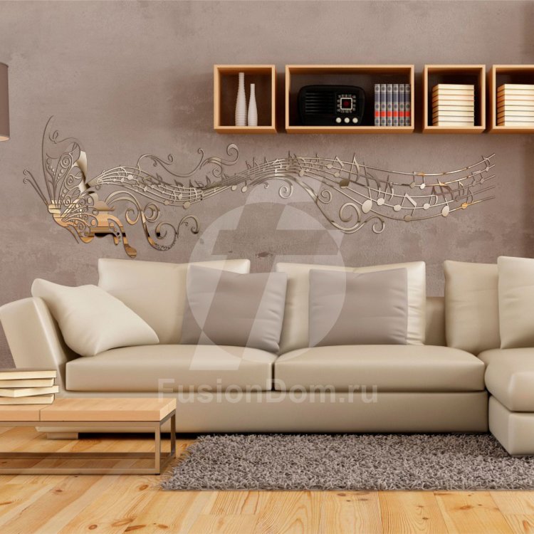 Акриловое зеркало Музыкальная бабочка