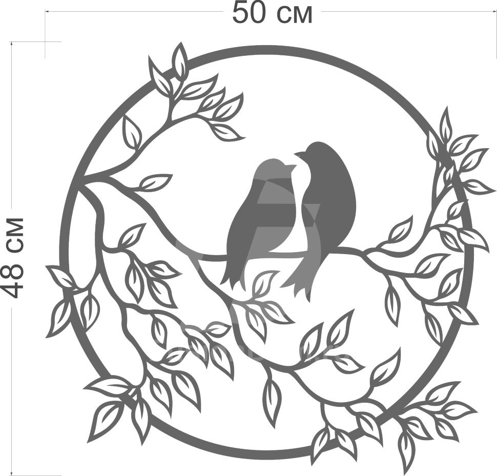 зеркало Птицы на ветке размер