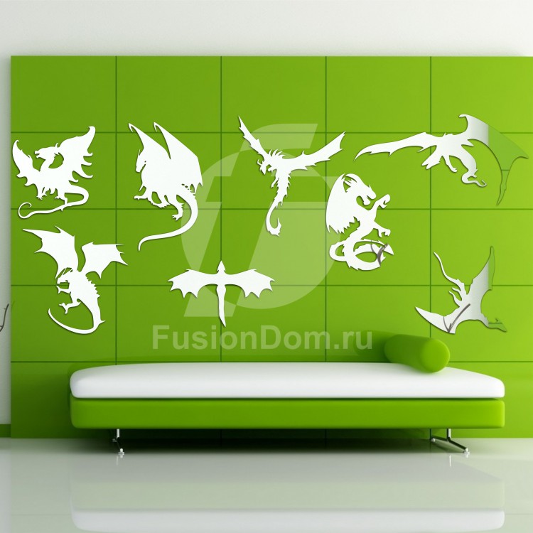 Акриловое Зеркало Драконы