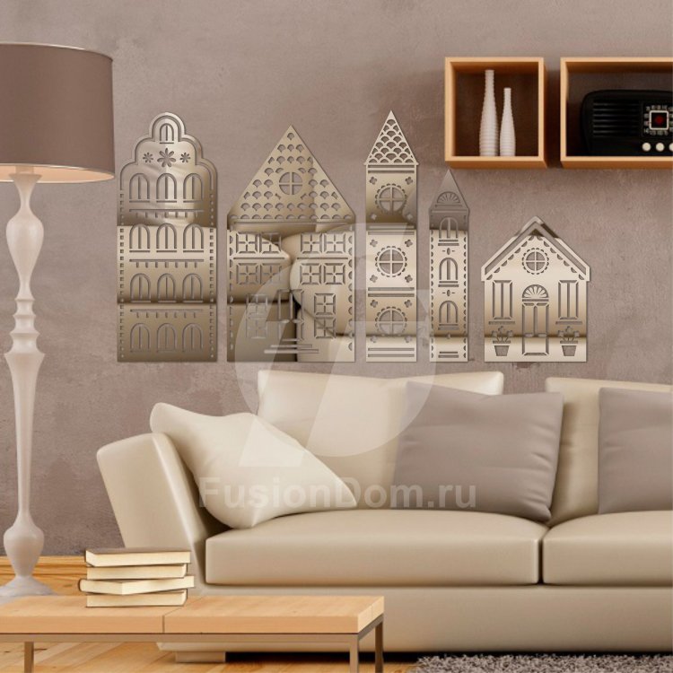 Акриловое зеркало Домики