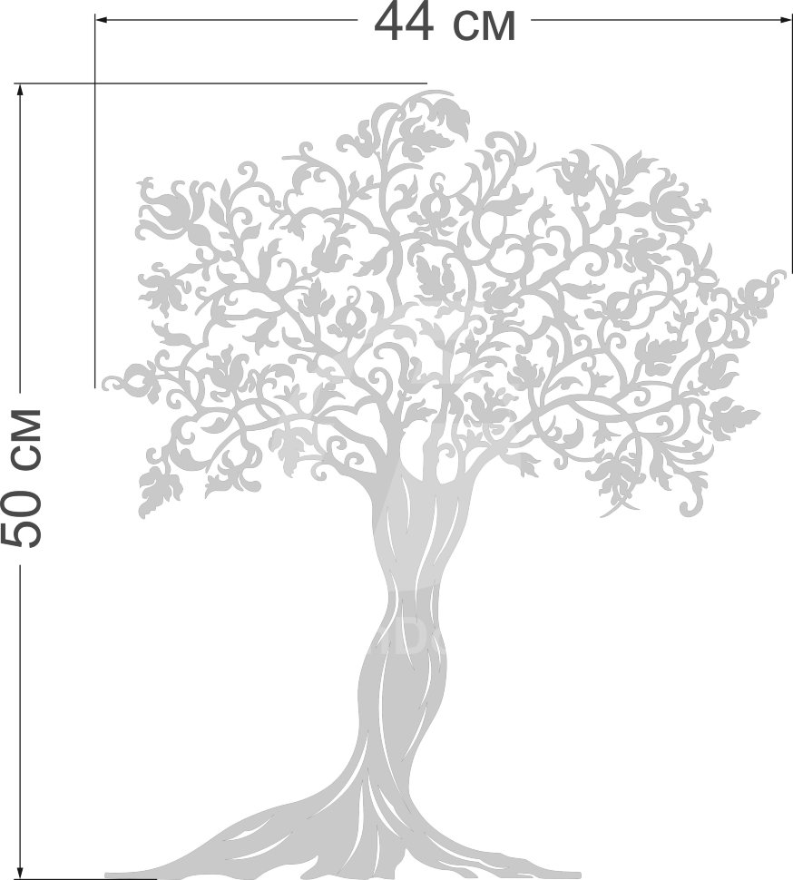 дерево с листьями размер