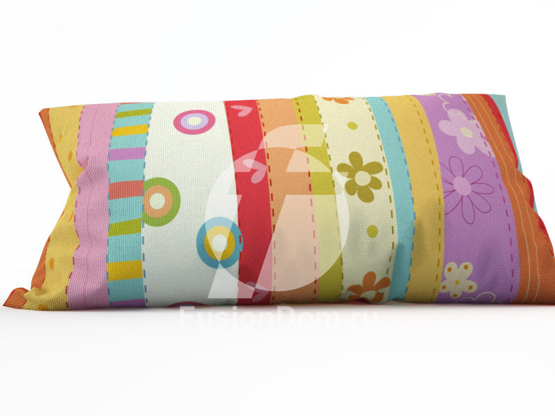Акриловое Декоративная подушка "Цветочные полосы"