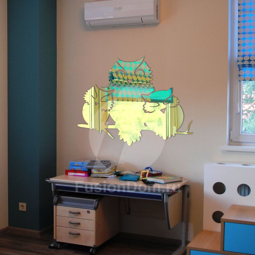 Акриловое зеркало Совушки на ветке