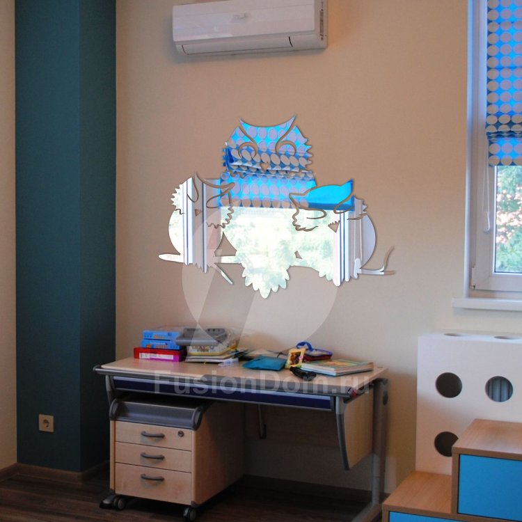 Акриловое зеркало Совушки на ветке