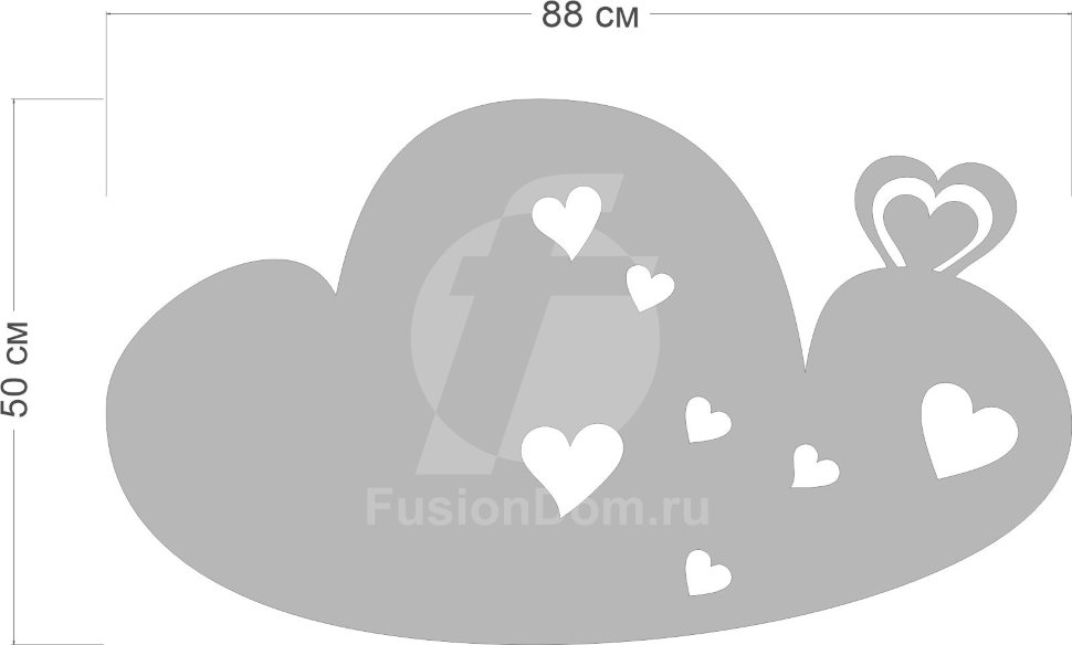 Акриловое зеркало Облачко с сердцами