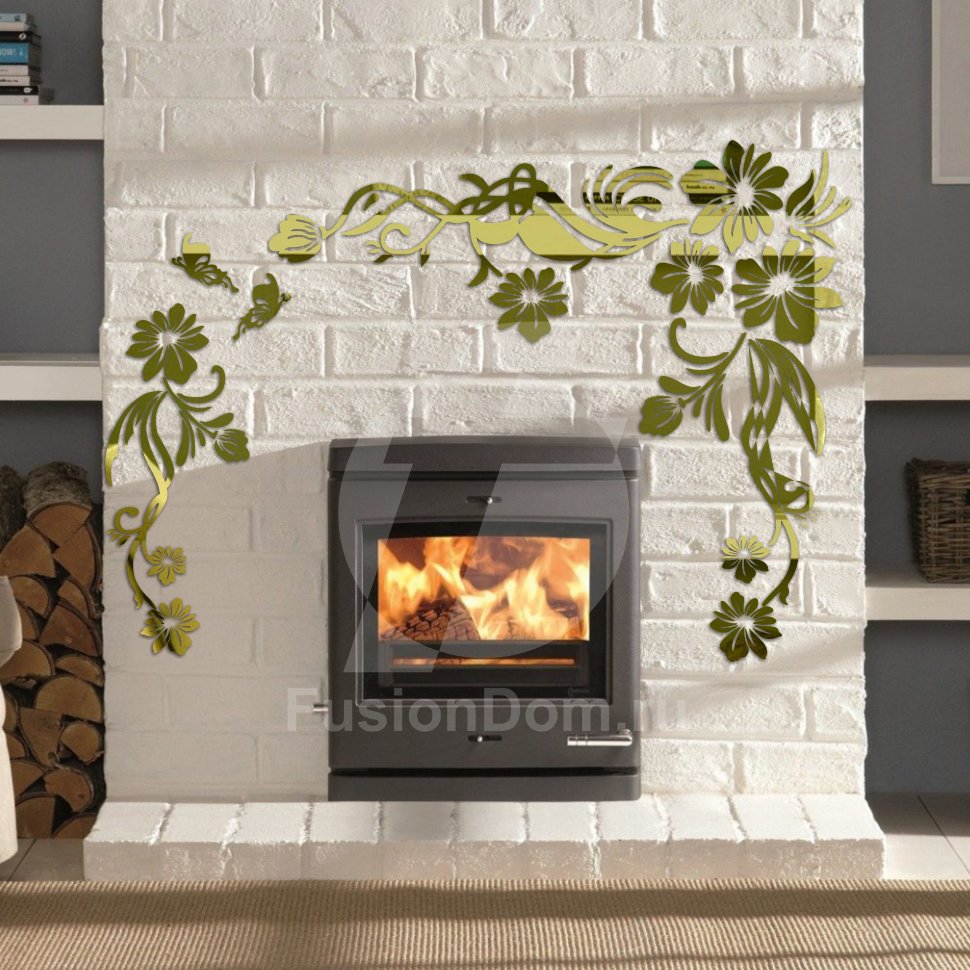 Акриловое зеркало  Цветочки-бабочки