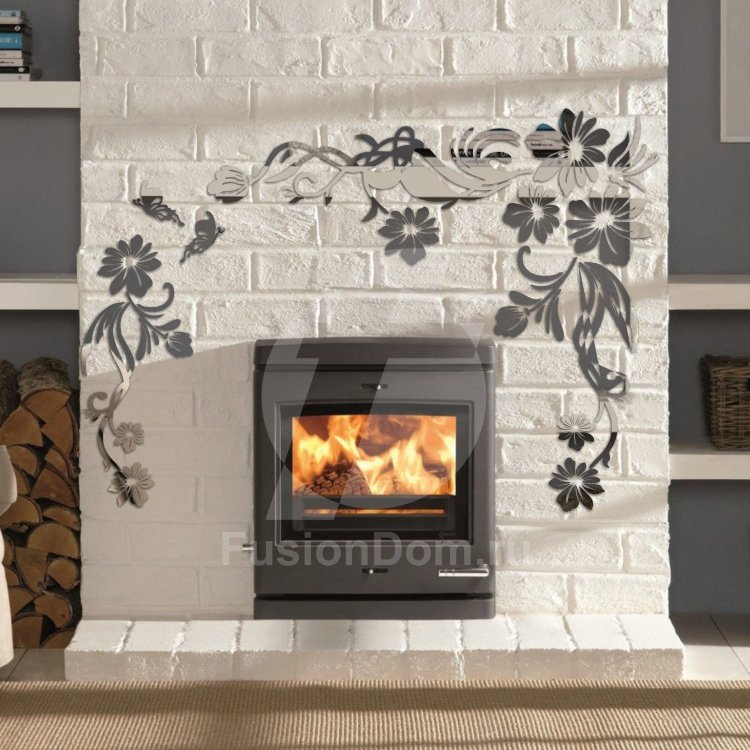 Акриловое зеркало  Цветочки-бабочки