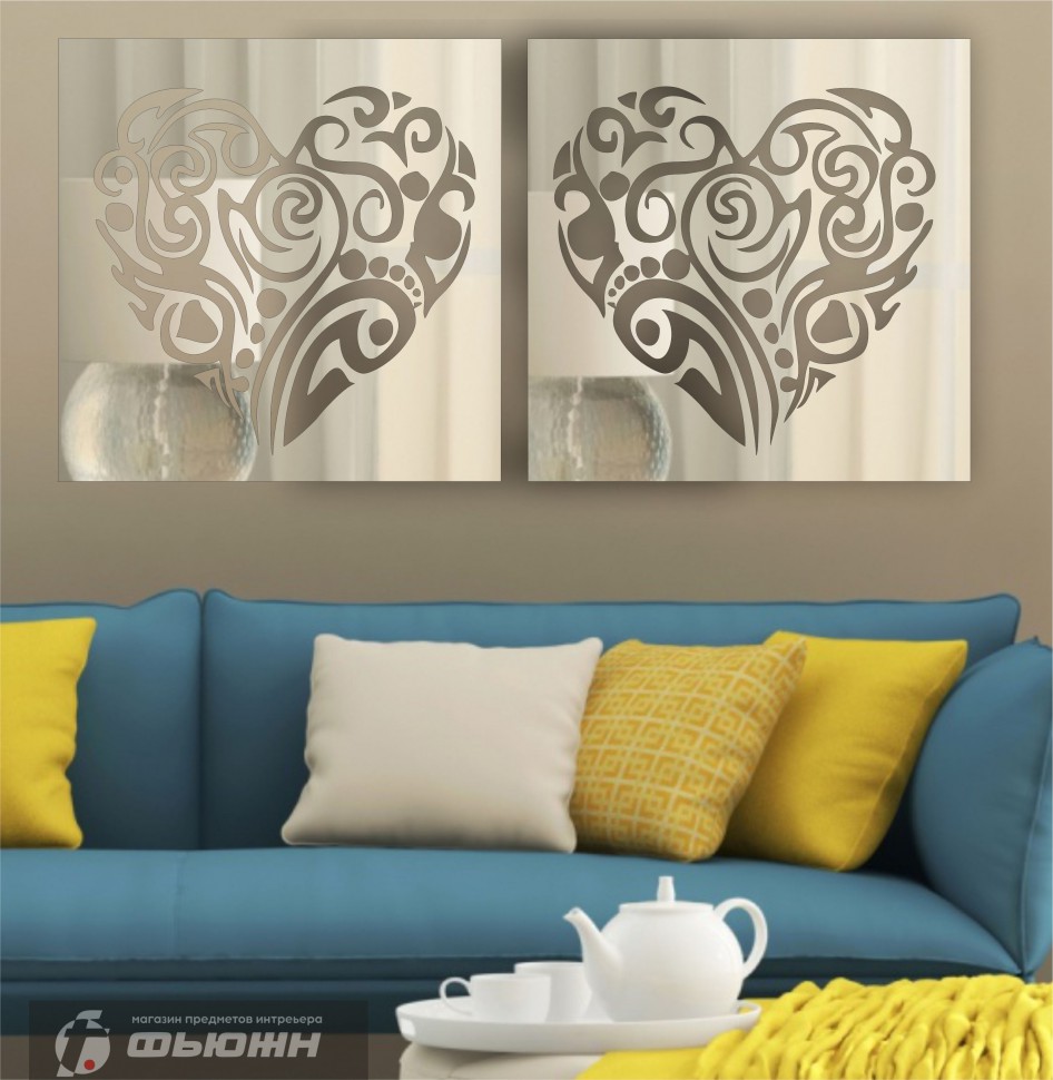 Декоративное акриловое панно Цветочное сердце