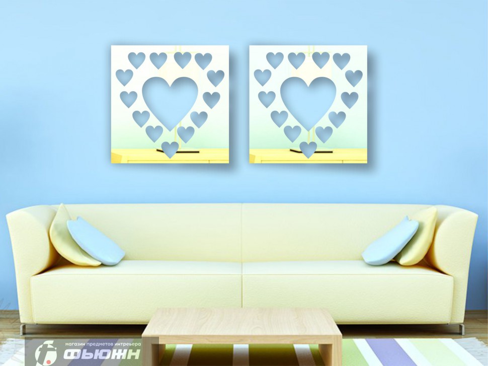 Декоративное акриловое панно Сердечки