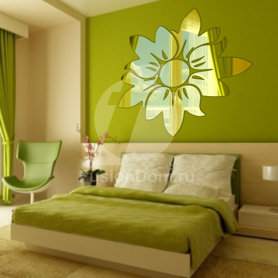 Акриловое зеркало Цветочное солнце