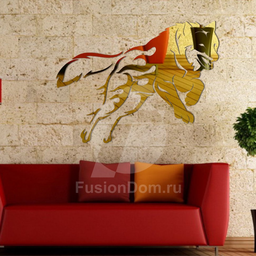 Акриловое зеркало Волк в прыжке