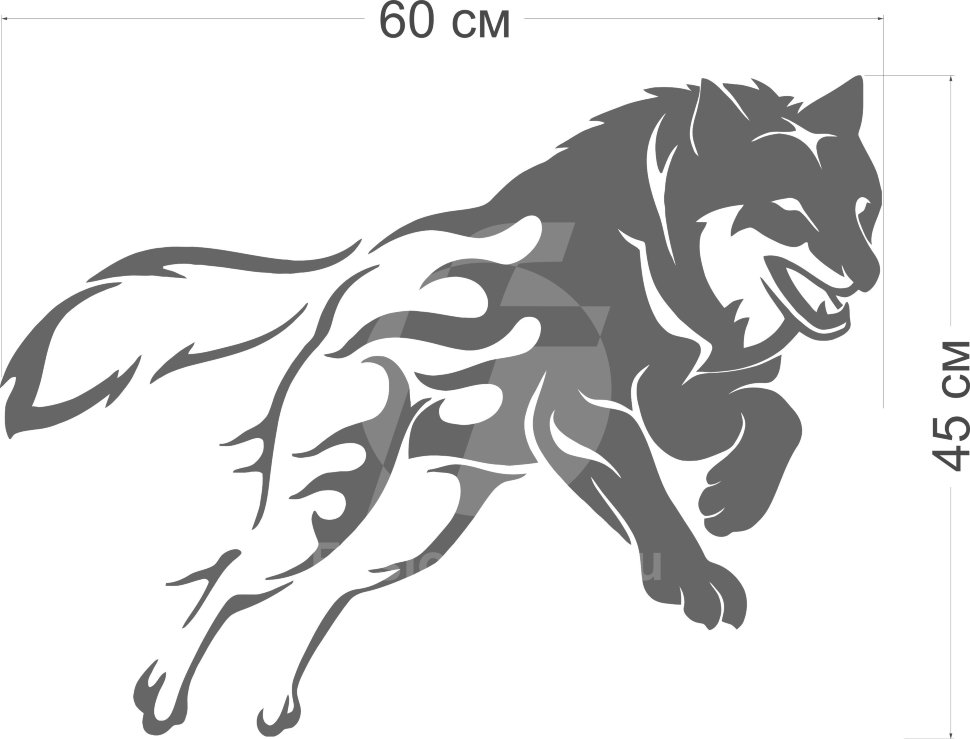 Акриловое зеркало Волк в прыжке