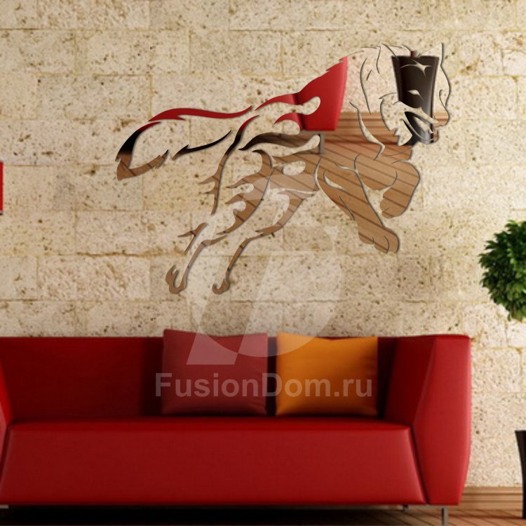 Акриловое зеркало Волк в прыжке