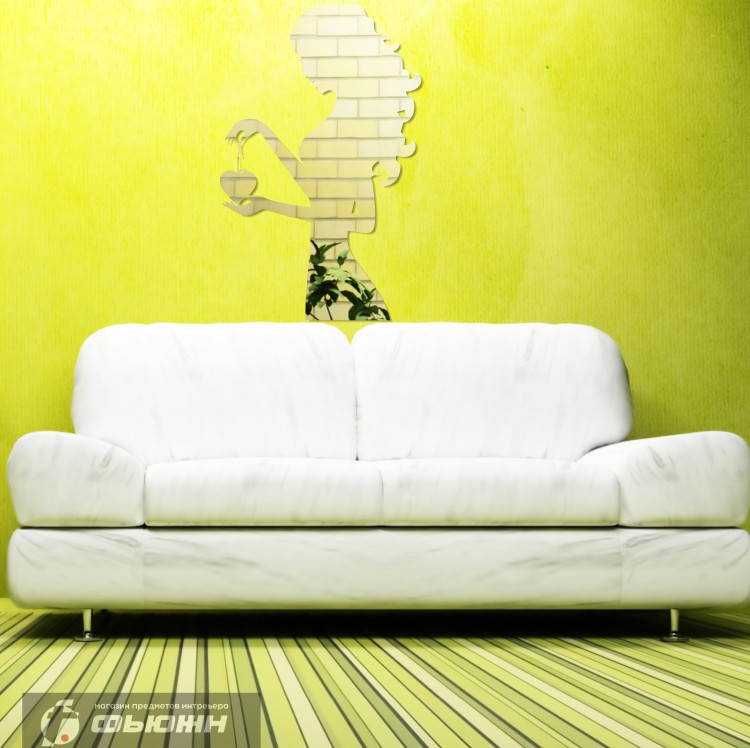 Акриловое Зеркало Силуэт с сердцем