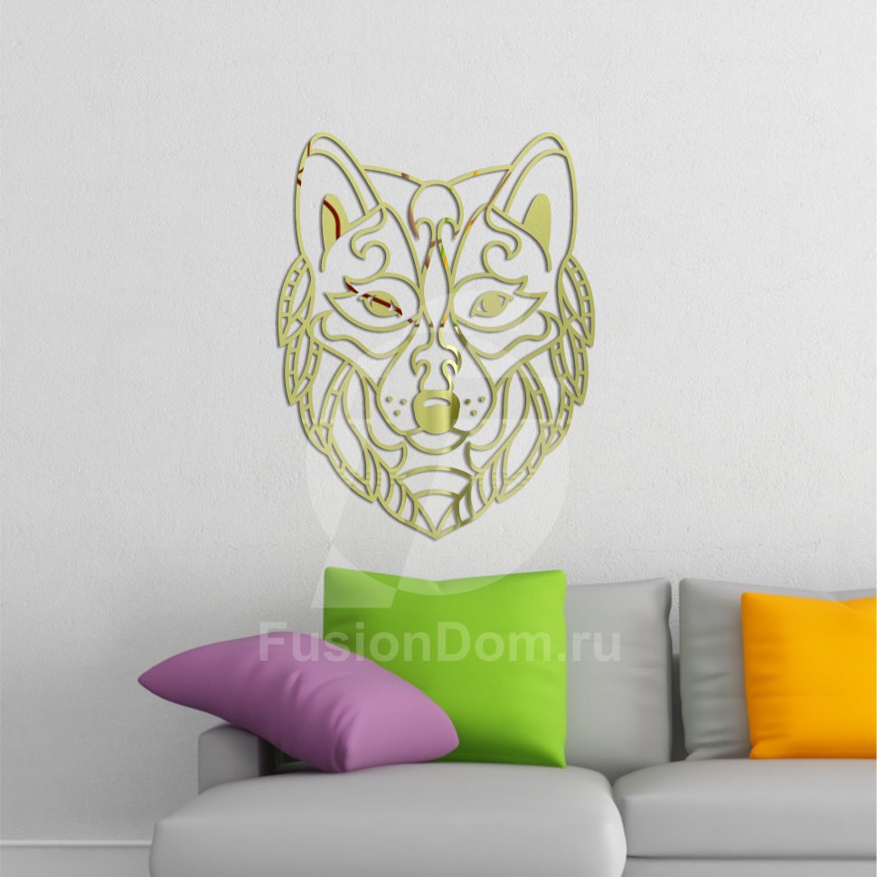 Акриловое зеркало Полигональный волк