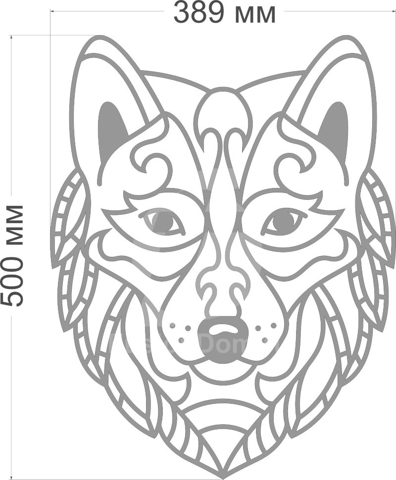 Акриловое зеркало Полигональный волк