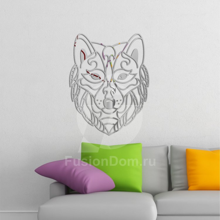 Акриловое зеркало Полигональный волк