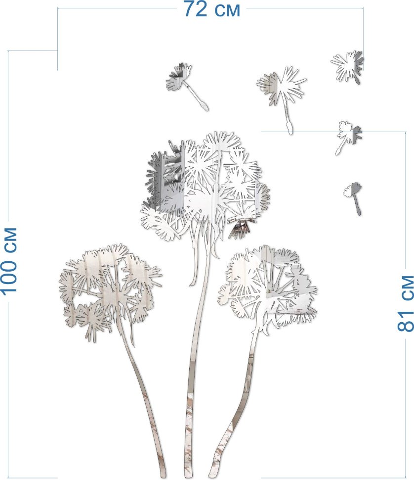 Акриловое зеркало Одуванчик