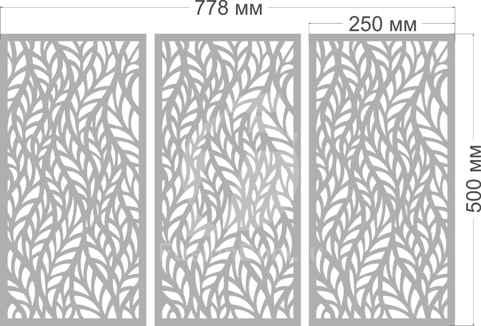 Зеркальная панель Листья размер