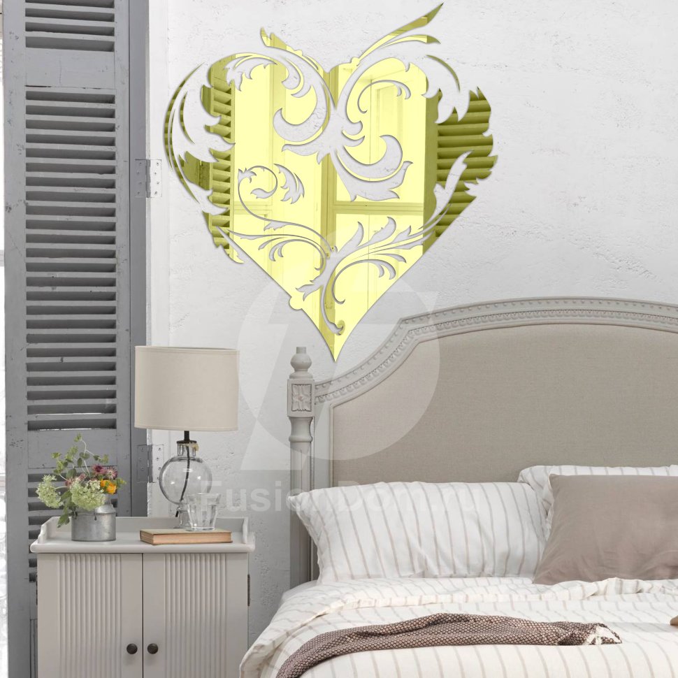 зеркало Цветочное сердце золото