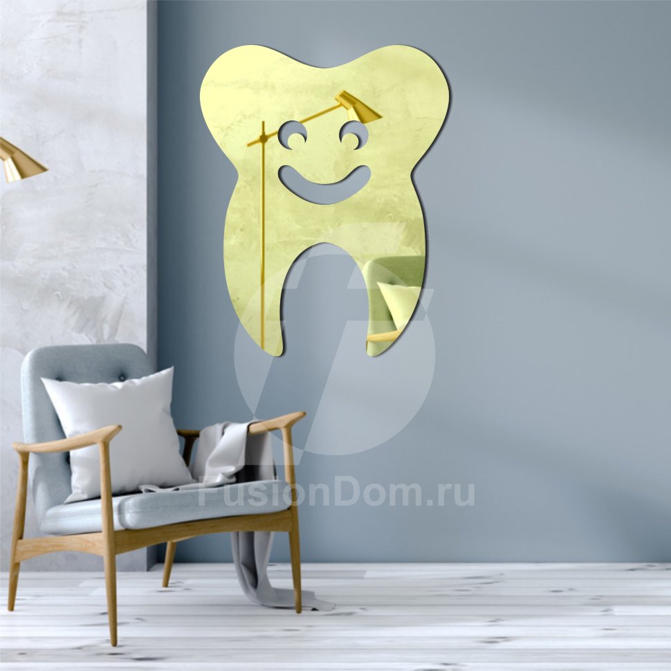 зеркало Зуб с улыбкой золото