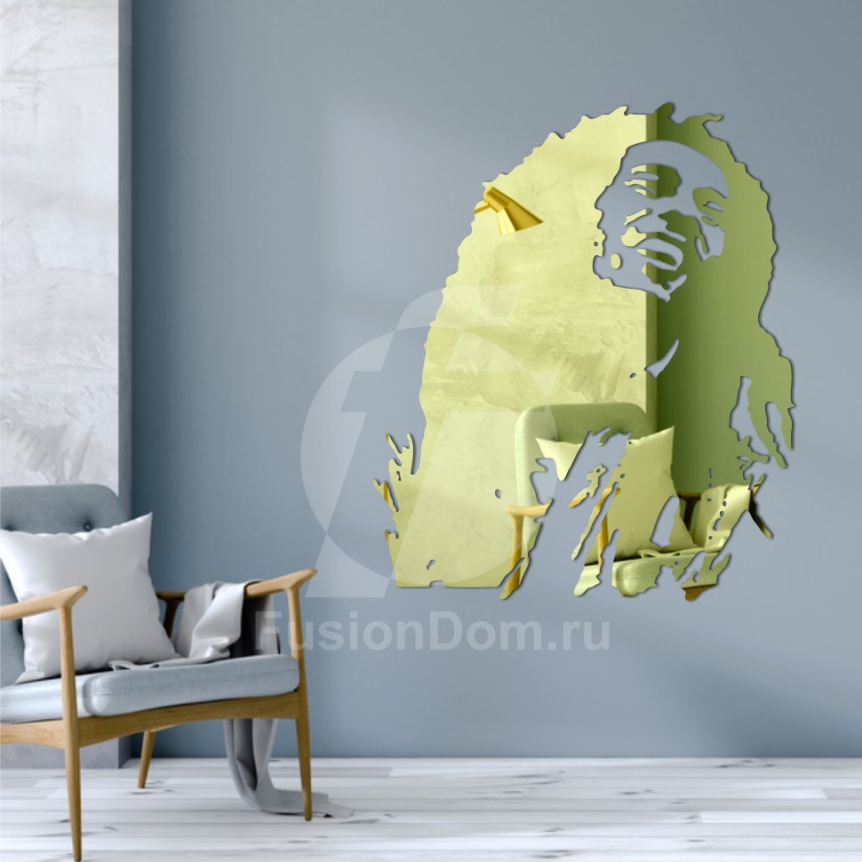 Акриловое зеркало "Боб Марли" золото