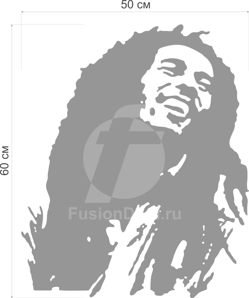 Акриловое зеркало "Боб Марли" размер