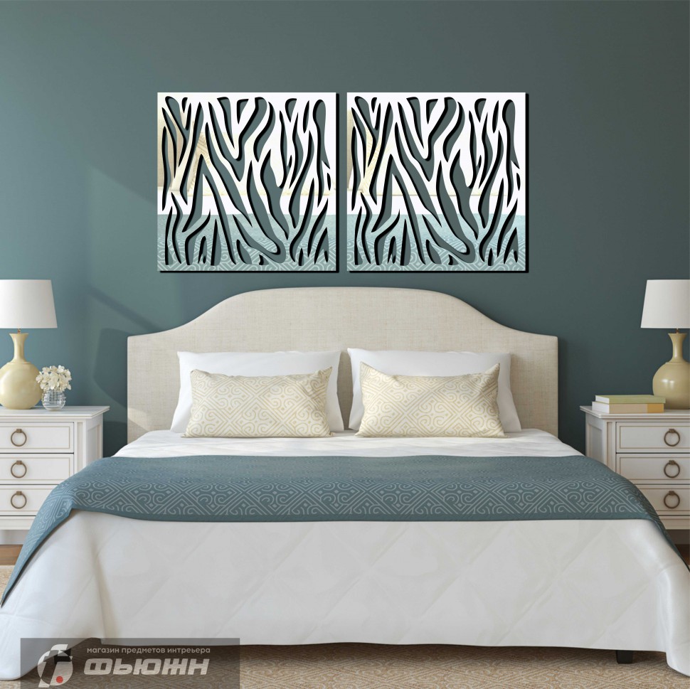 Зеркало Кривые линии серебро 2шт