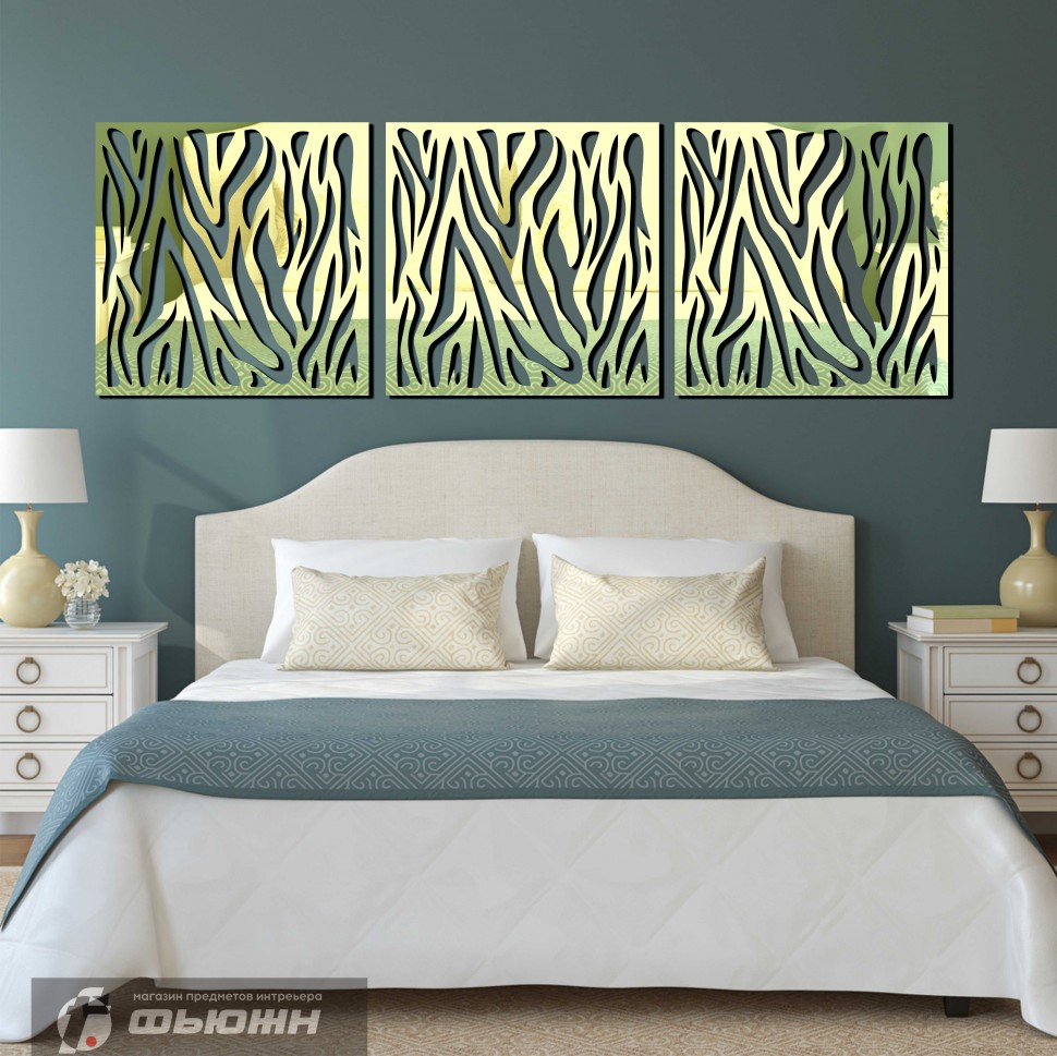 Зеркало Кривые линии золото 3 шт