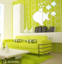 Акриловое зеркало Стая рыб