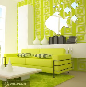 Акриловое зеркало Стая рыб