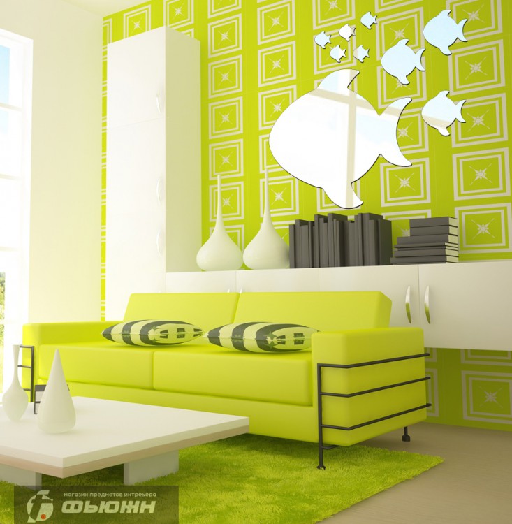 Акриловое Акриловое зеркало Стая рыб