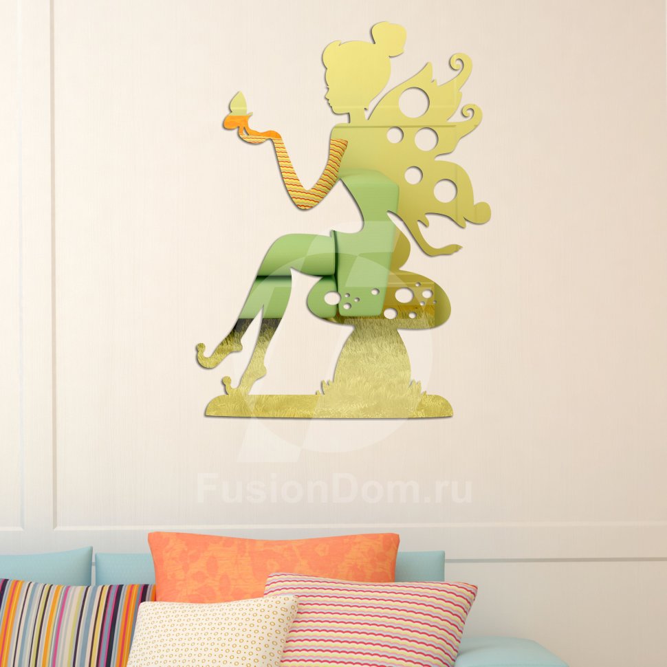 детской зеркало Девочка-эльф золото