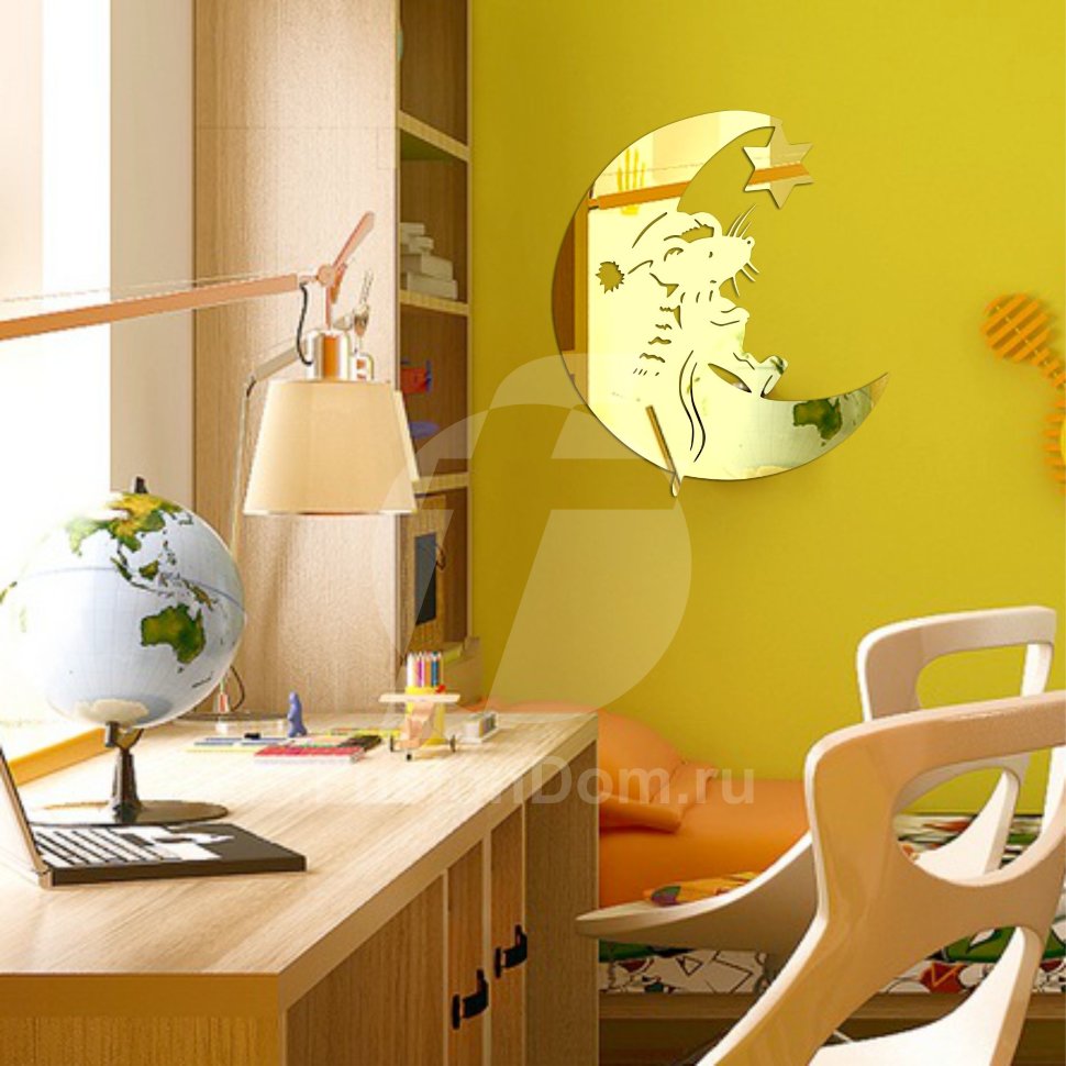 зеркало Мышонок на луне золото