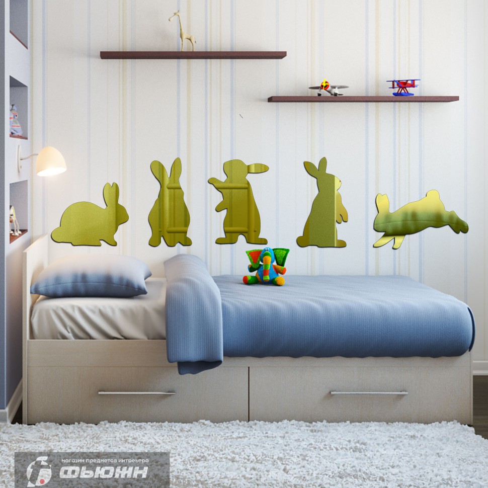 Акриловое Зеркало Кролики