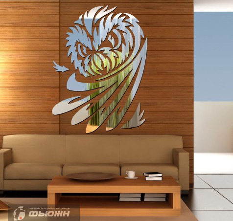 Акриловое Зеркало Сова с крылом