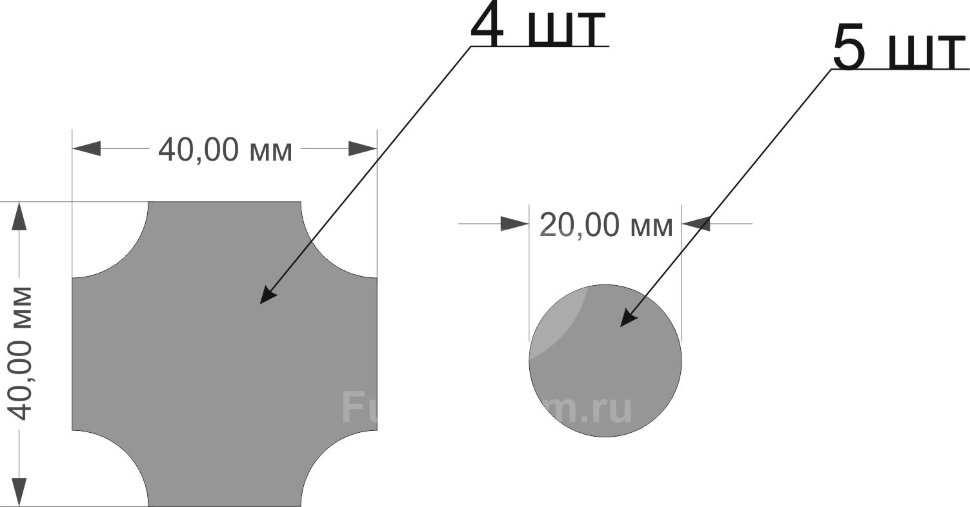 зеркало мозаика Круг-Квадрат размер элементов