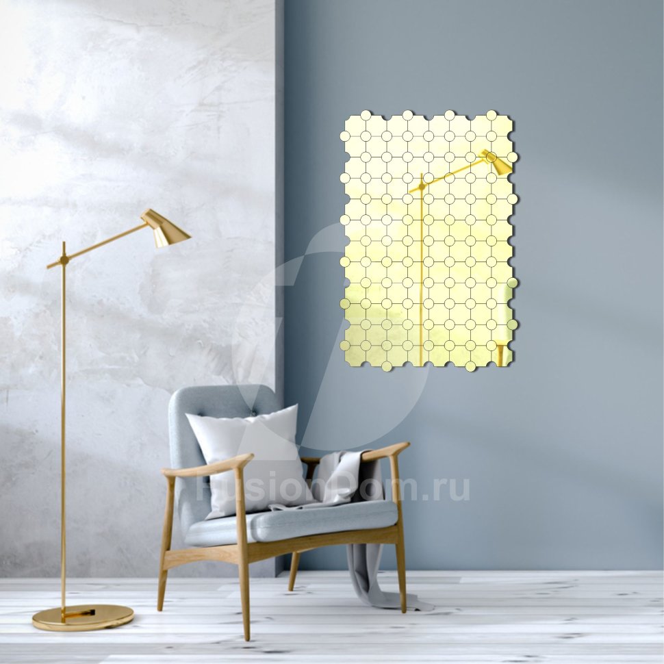 зеркало мозаика Круг-Квадрат цвет золото