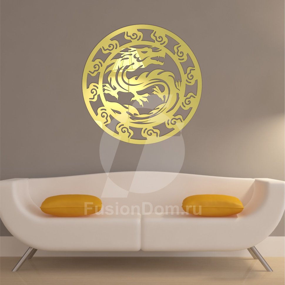 Акриловое зеркало Круглый дракон