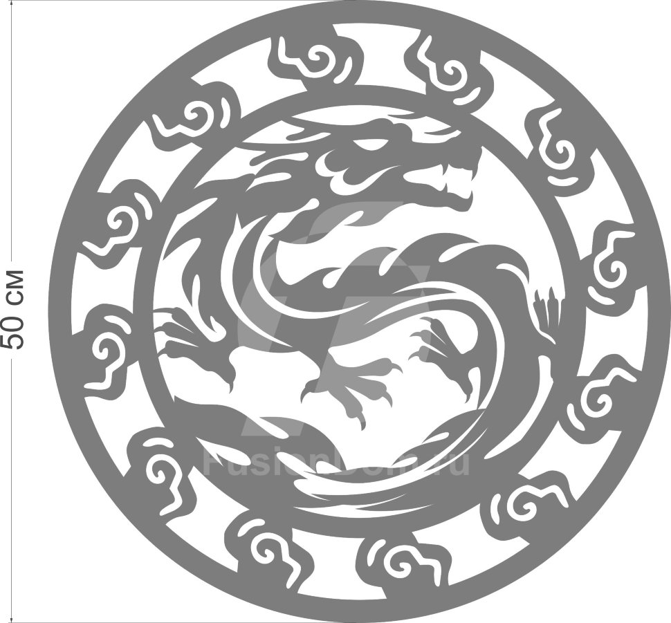 Акриловое зеркало Круглый дракон